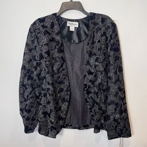 Norton McNaughton‎ Womens Velvet Paisley Blazer Jacket Black 8 Vintage USA NEW